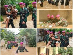 “AKSI SIGAP” Prajurit Yonif 9 Marinir Bantu Evakuasi Warga Terdampak Banjir di Pesawaran, Lampung